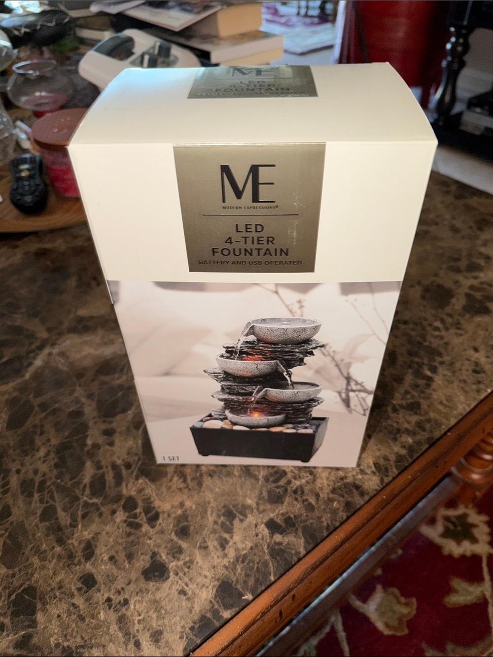Expressions LED 4-Tier Fountain - White and Silver